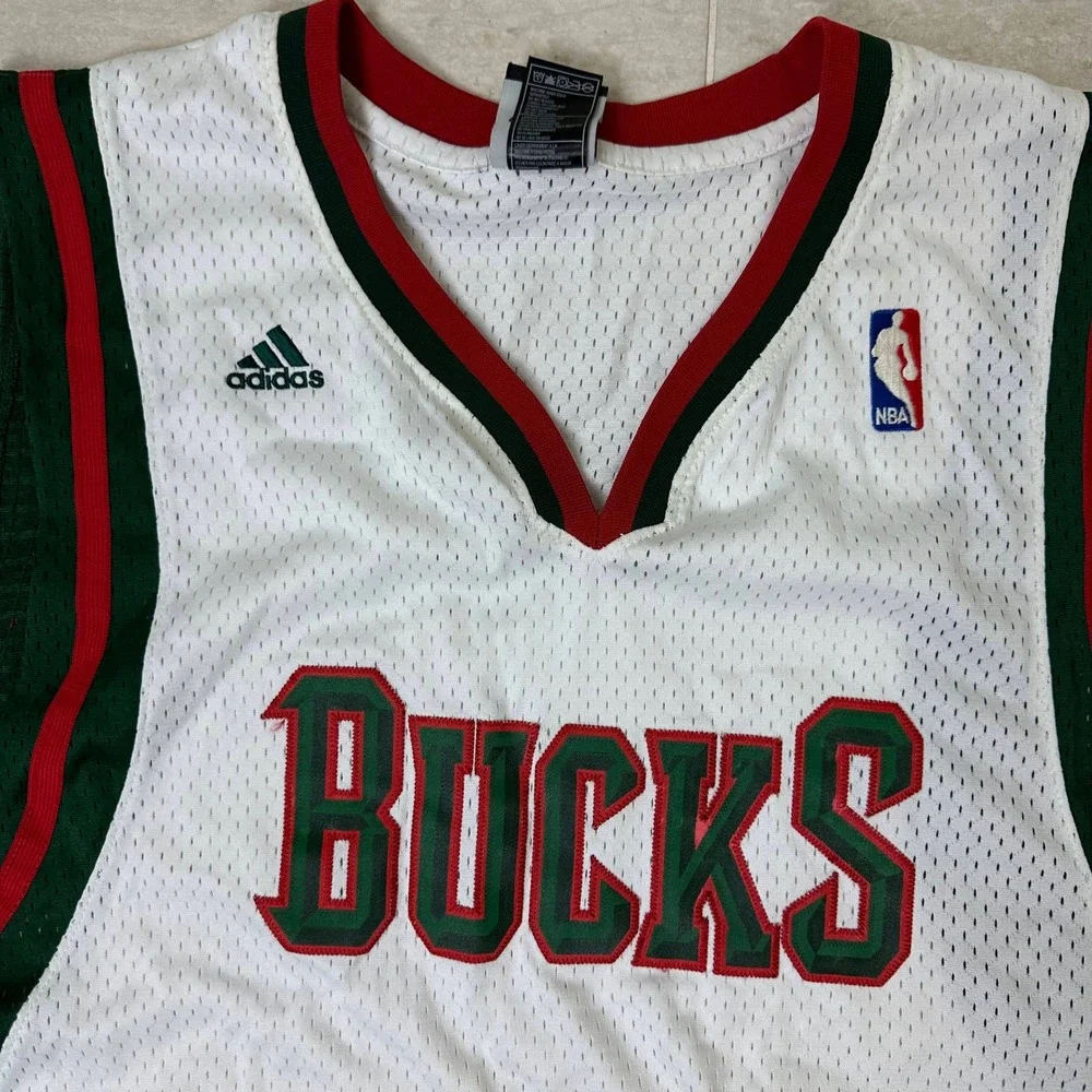 Original Adidas Authentic Milwaukee Bucks Home White Blank Jersey XXL